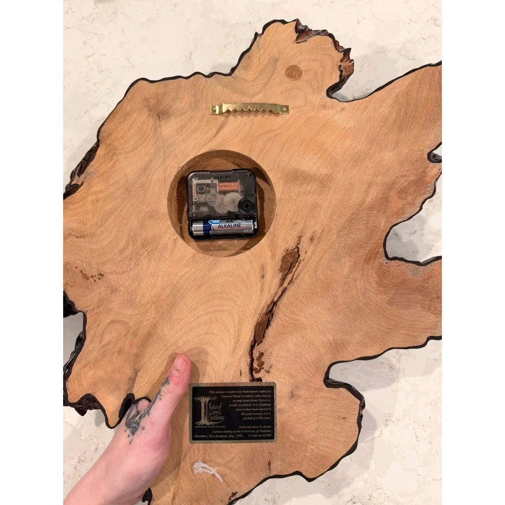 Vintage MCM Retro Style Lacquer Slab Burl Live Edge Wall‎ Clock New Zealand
